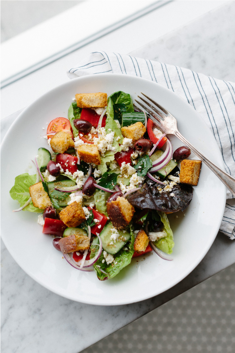 Hummus with roasted mushrooms - zhoug, herb salad